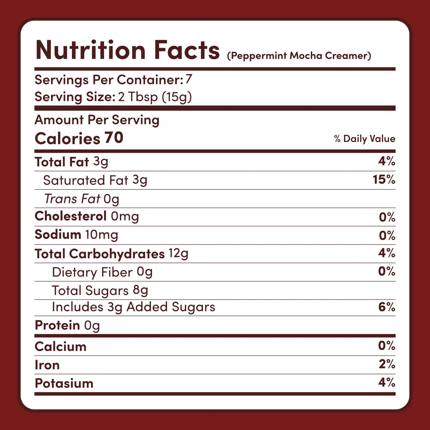 Nutrition Facts Vanilla Latte single stick: 1 serving 13g